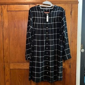 Madewell collarless shirt dress in Windowpane.